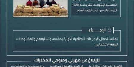 القبض على (5) مخالفين لتهريبهم (306) كجم من القات بـالعارضة