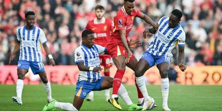 ليفربول ينهى الشوط الاول أمام برايتون بالتقدم بهدفين