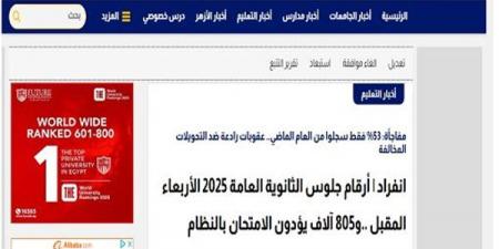 تأكيدا لانفراد السبورة: التعليم تعلن إتاحة أرقام جلوس الثانوية العامة اليوم الأربعاء..أعرف رقم جلوسك الان
